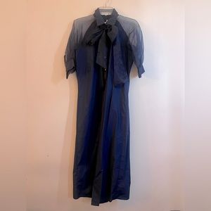 Navy see through arm dress with ribbon women Exclusive Collection, New with tag